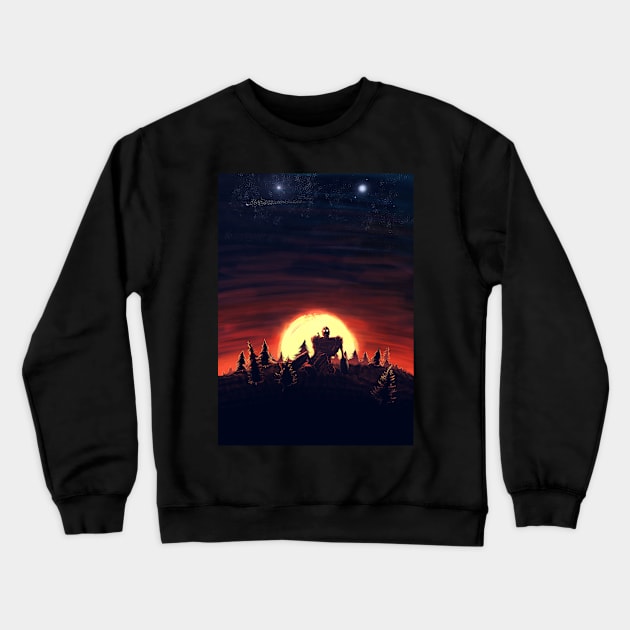 The Iron Giant Sunset Crewneck Sweatshirt by POPITONTHEWALL